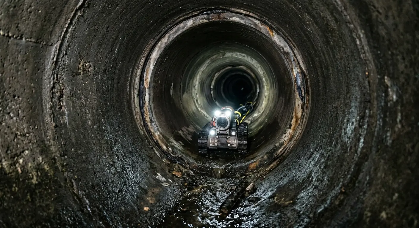 Robotic sewer camera inspecting pipe interior for Sewer Line Repair in Orchard Mesa